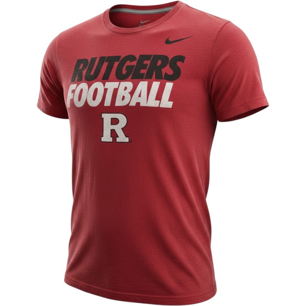 Nike Rutgers Football T-Shirt Mens Large‎ Red Scarlet Knights Athletic Cut Tee